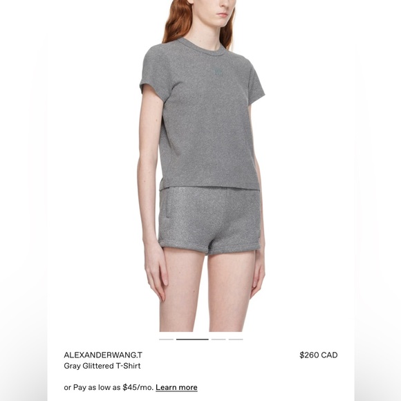 NWOT AW gray glittered Tee - Picture 2 of 5